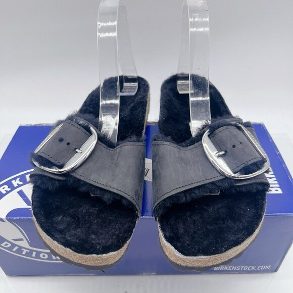 BIRKENSTOCK Madrid Big Buckle Sandal Shearling Black Womens EU 41 US 10- 10.5 - Picture 4 of 13